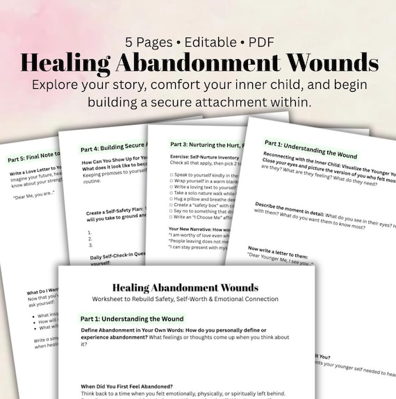 Healing Abandonment Wounds Worksheet Inner Child Journal Prompts  Self-Healing Therapy Workbook Trauma Recovery PDF