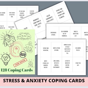 Tarjetas con técnicas para afrontar la ansiedad Tarjetas didácticas para la terapia del TEPT Herramientas terapéuticas Estrategias de afrontamiento para aliviar el estrés