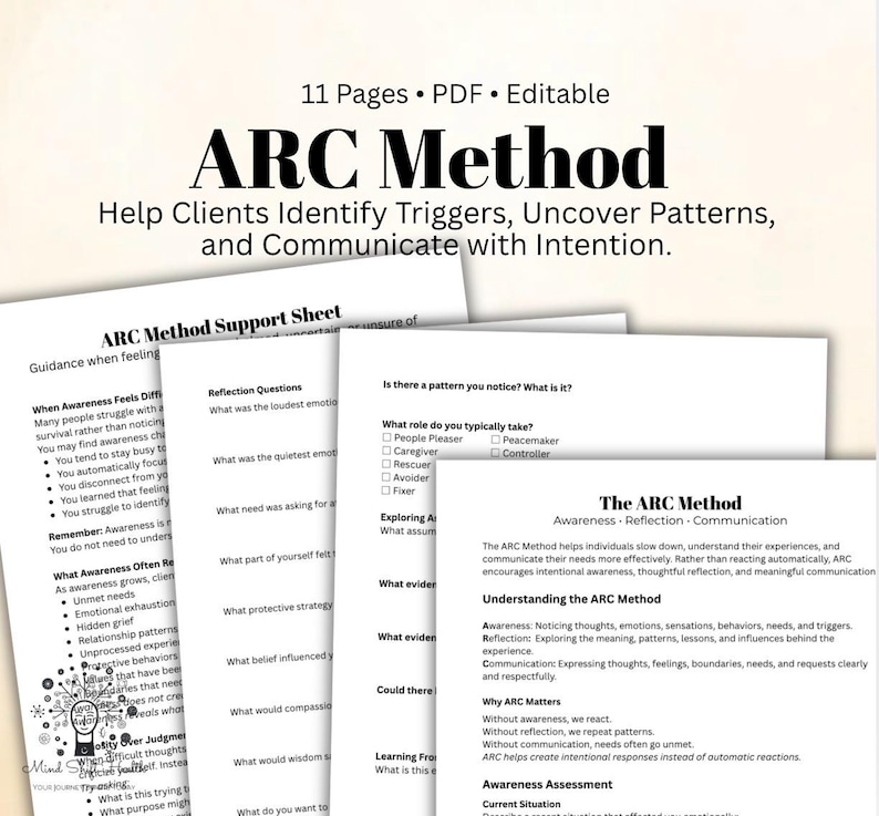 ARCメソッドワークブック＆参考資料　気づき　振り返り　コミュニケーション　セラピーリソース　カウンセリングワークシート　自己発見ツール 画像 1