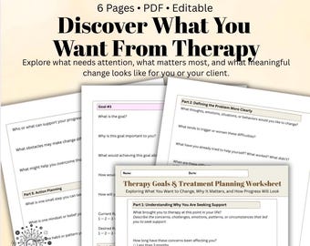 Therapy Goals Worksheet Treatment Planning Counseling Intake Assessment  Client Goal Setting Tool Mental Health PDF