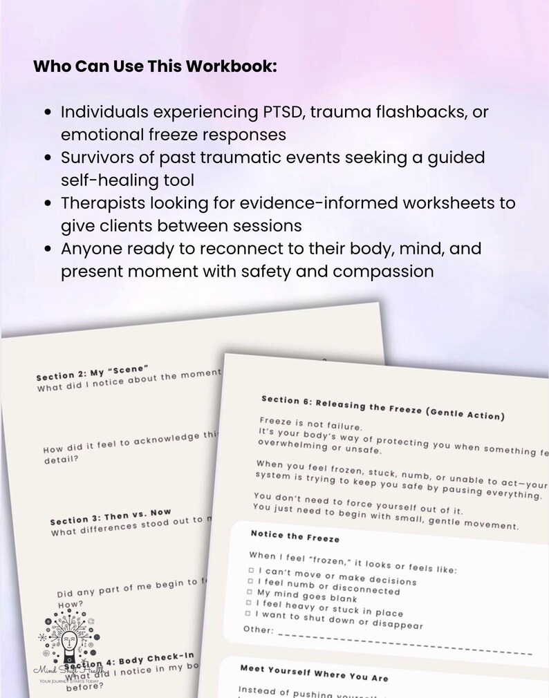 Stuck at the Scene PTSD Workbook Trauma Recovery Printable Grounding ...
