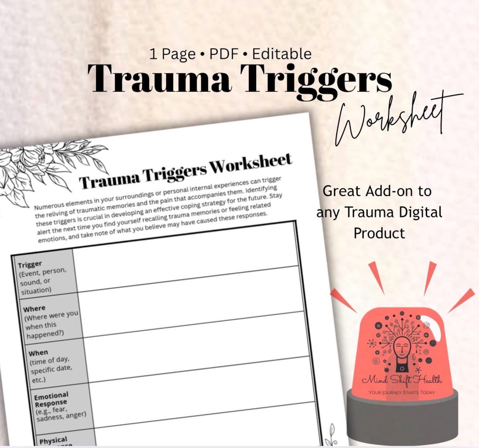 Trauma Triggers Therapy Worksheet Clinical Tools Reference Guide Fight ...