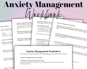 Anxiety Management Workbook: Coping Skills, Mental Health Journal Prompts Self Help Therapy Resource