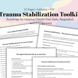 Trauma Stabilization Emotional Safety Toolkit for Therapists Client Worksheets, Session Scripts  In-Session Prompts Trauma-Informed