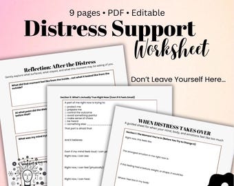 Distress Tolerance Worksheet for Anxiety & Emotional Overwhelm In-The-Moment Coping Tool Therapist Resource for Panic, Spiraling Thought