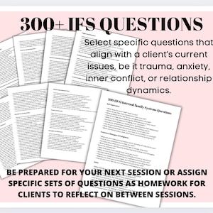 IFS Questions Cheat Sheets for therapists Internal Family System Parts Work Shadow Work IFS Journal Prompts Counselor Resource