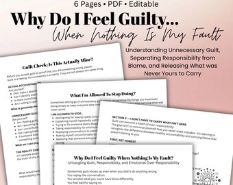 Why Do I Feel Guilty When Nothing Is My Fault? Guilt & Accountability Therapy Worksheet People Pleasing, Boundaries  Self Blame
