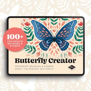 Procreate Butterfly Creator Set – 100+ penselen en stempels met botanische elementen, bloemen, retropatronen en op de natuur geïnspireerde kunst