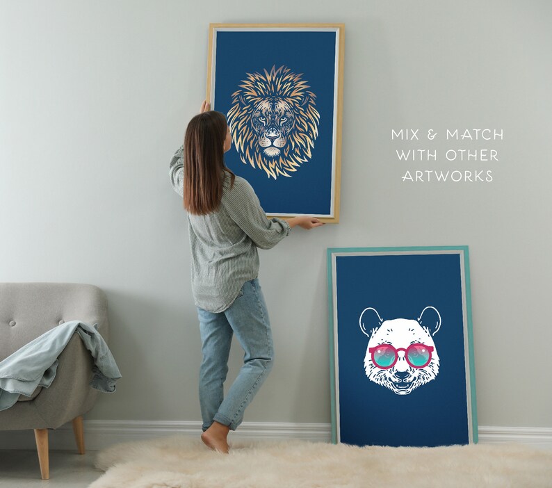 Powerful Lion Printable Poster Animal Portrait Wall Art for Your Room