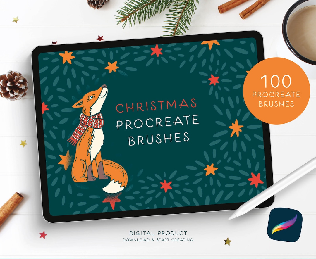 Christmas Procreate Stamp Brush Set: Winter Animals, Snow, Wreaths - Etsy
