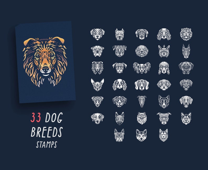 Pet Portrait Procreate Stamp Brushes for Creating Dogs Portraits 33 Dog