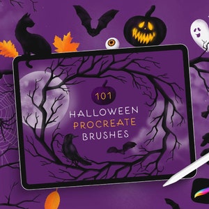 Halloween Procreate Brushes – 101 Stamp, Ink and Texture Brushes for Spooky Art, Gothic Illustration, iPad Drawing and Digital Projects