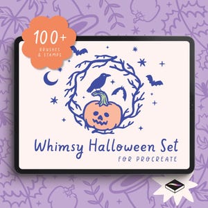 Whimsical Halloween Brush Set for Procreate – Botanical Stamps, Pumpkins, Skulls, Bats, Ghosts and Wreaths
