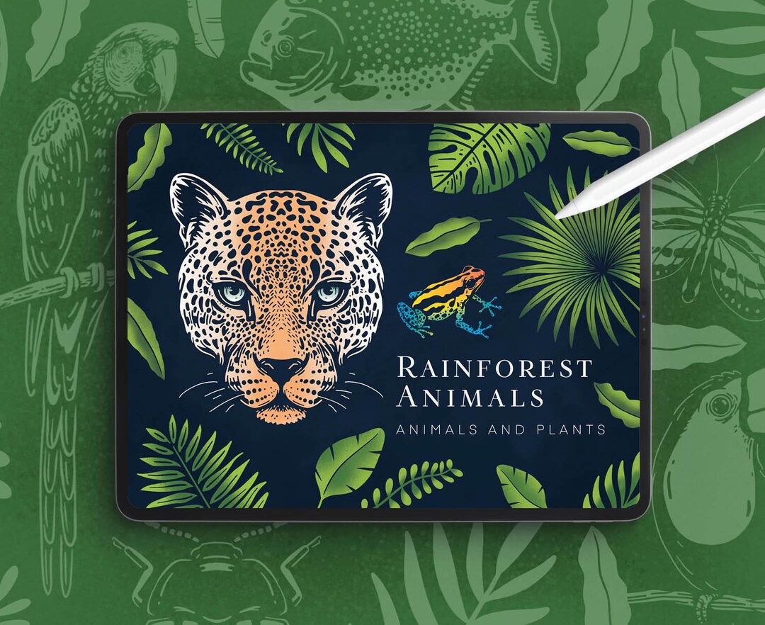 Tropical Rainforest Animal & Plant Procreate Brush Set (digital ...