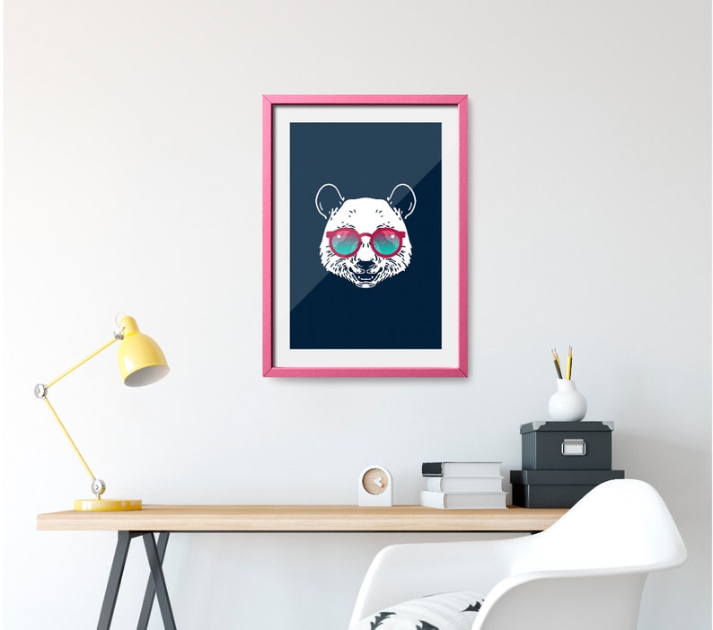 Summer Wall Art With Smiling Panda Wearing Sunglasses - Etsy