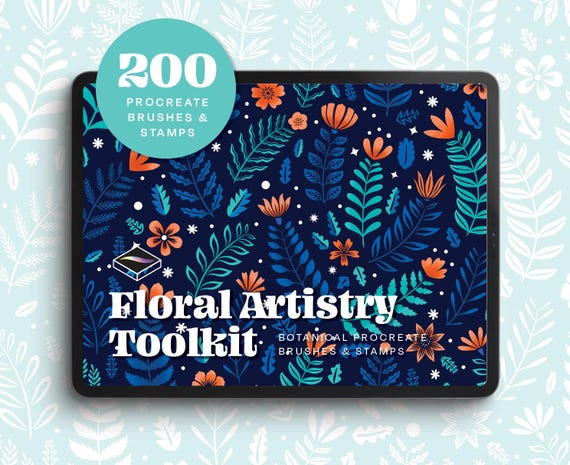 Procreate Floral Brush Set - 200+ Hand Drawn Botanical Procreate Brushes and Stamps for Nature Illustration, Patterns and Creative Projects