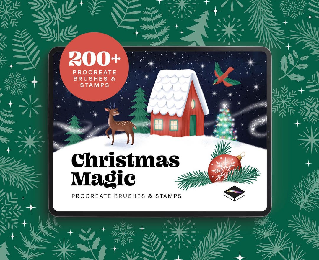 Christmas Magic Procreate Brush Set – 200+ Festive Stamps With Snow ...