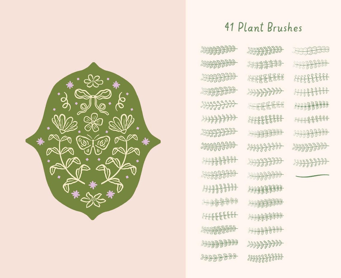 Whimsical Floral Brush Set for Procreate – 100+ Hand-drawn Stamps With ...