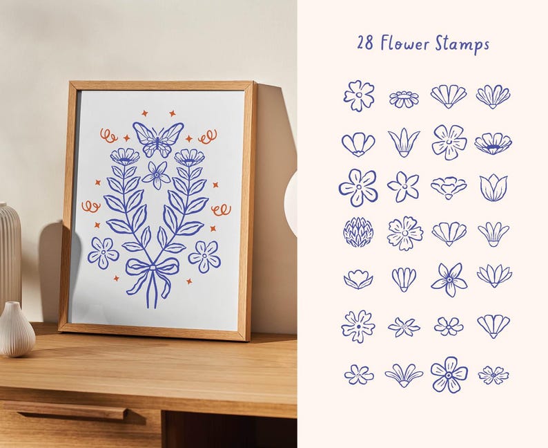 Whimsical Floral Brush Set for Procreate – 100+ Hand-drawn Stamps With ...