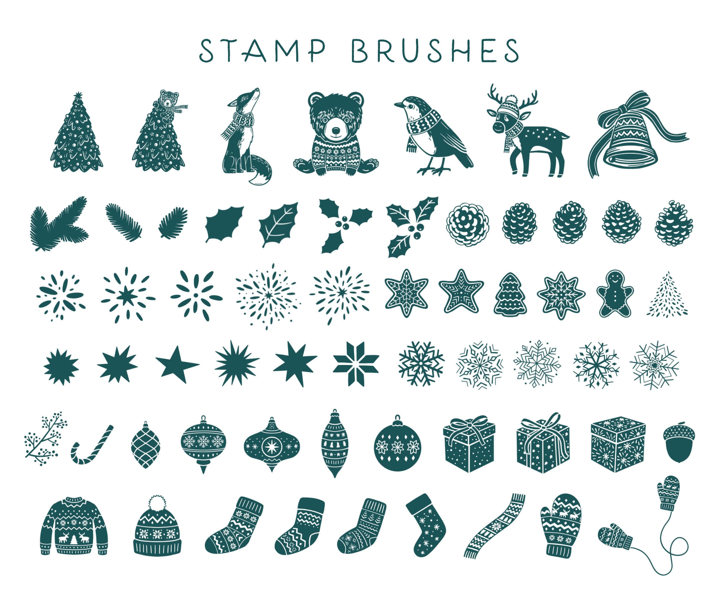100 Christmas Procreate Brushes Etsy