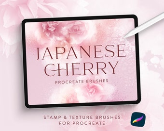 Ensemble de pinceaux pour procréer en fleurs de cerisier du Japon : tampons floraux et textures pour oeuvre d'art numérique pour iPad à télécharger | Art floral printanier DIY