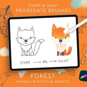 Waldtiere, Pflanzen und Kränze Stempel und Pinsel für die Procreate App | Digitaler Download