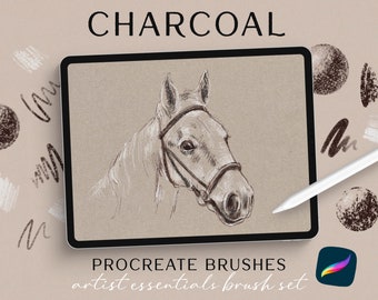 Charcoal Procreate Brushes, Artist Essentials Digital Drawing Brushes, Paper Textures, and Color Palette, Instant Download