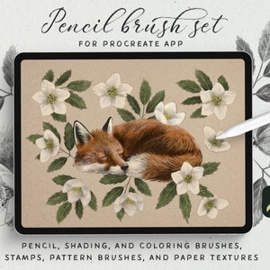 ペンシル Procreate ブラシセット – リアルな描画とシェーディングブラシ、パターンペイントツール、デジタルアート用の紙テクスチャ、すぐにダウンロード可能