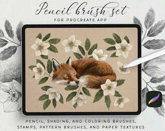 Realistic Pencil Procreate Brush Set: Draw, Shade, Pattern, Paint and Stamp on Beautiful Paper Textures - Digital Download