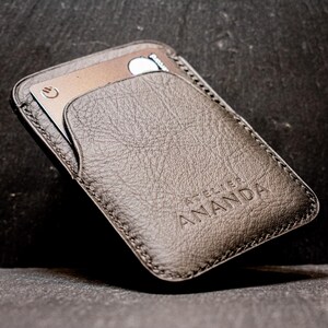Portafoglio in pelle premium – Portafoglio sottile con linguetta – Porta carte minimalista – Fatto a mano a Londra – Personalizzato