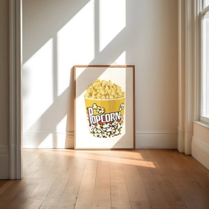 Popcorn Bucket | Wall Art | A5-A1 | Home Décor | Poster | Art Print | Vintage | Food | Cinema | Illustration