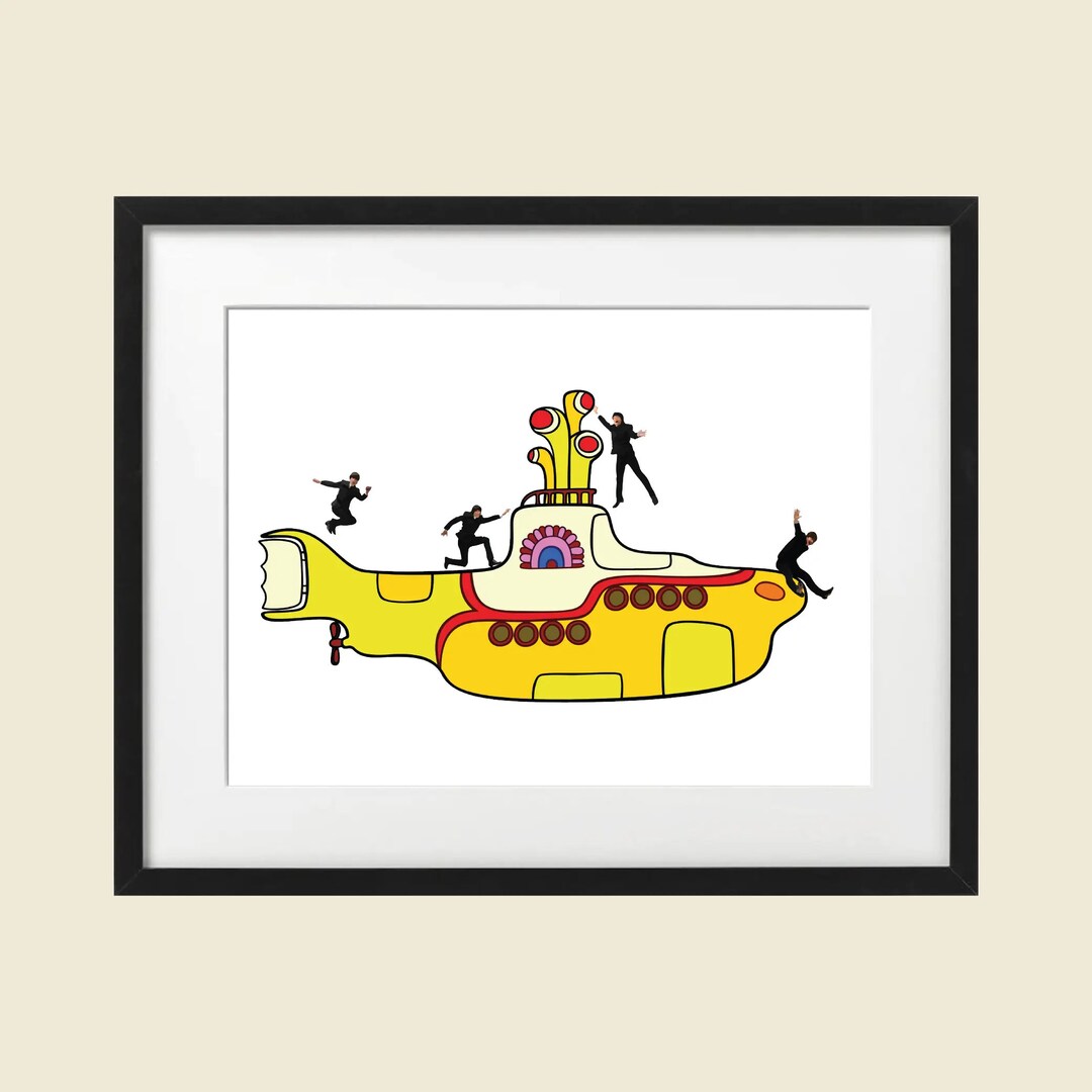 The Beatles Inspired Yellow Submarine Wall Art A6 A1 Retro 60's Music