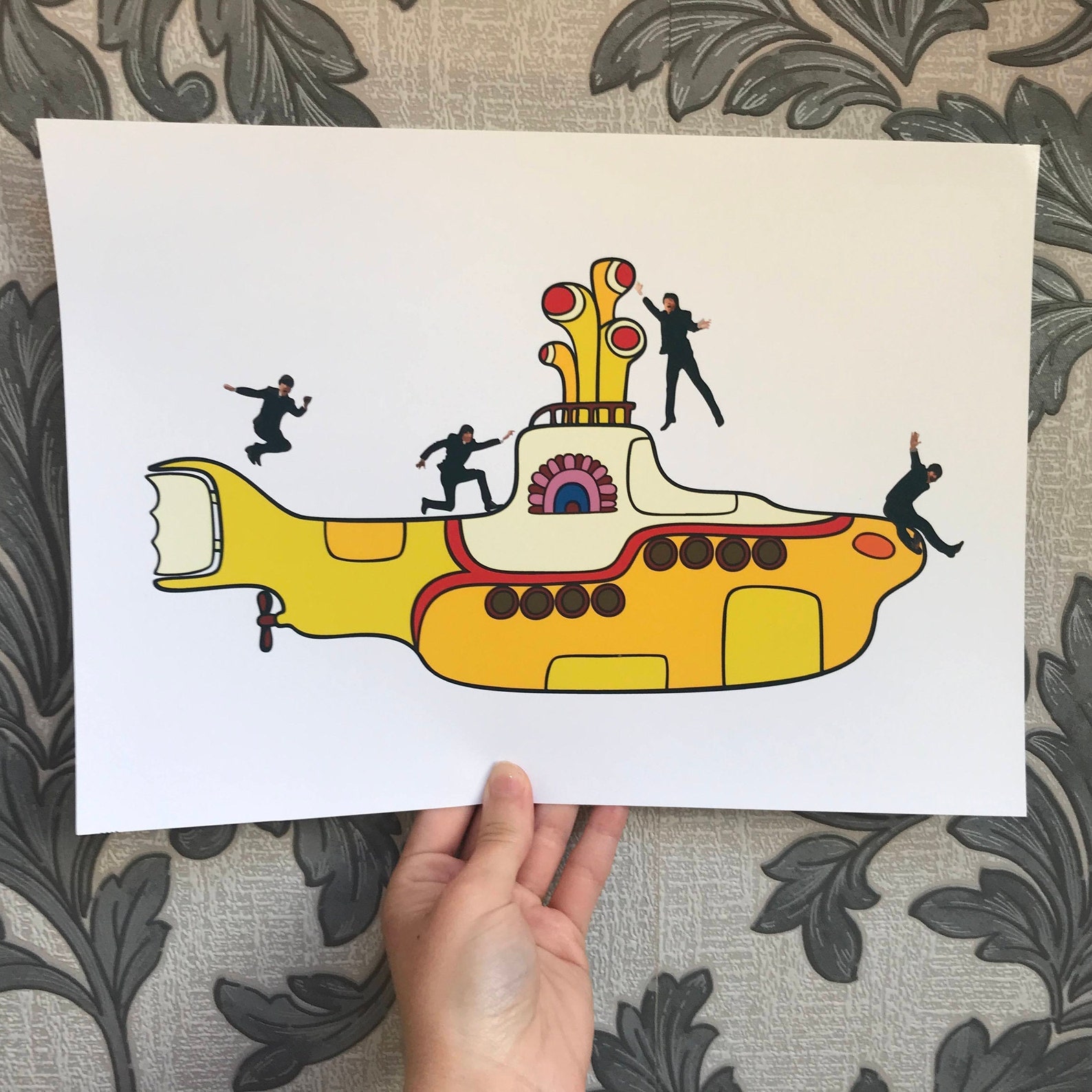 The Beatles Inspired Yellow Submarine Wall Art A6 A1 Etsy