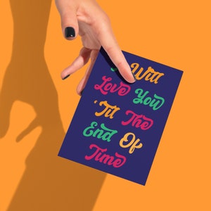 Ik zal van je houden tot het einde der tijden | Valentijnskaart | A6 A5 | Lana Del Rey | Blauwe spijkerbroek | Liefdeskaarten | Muziek | Retro | Wenskaarten