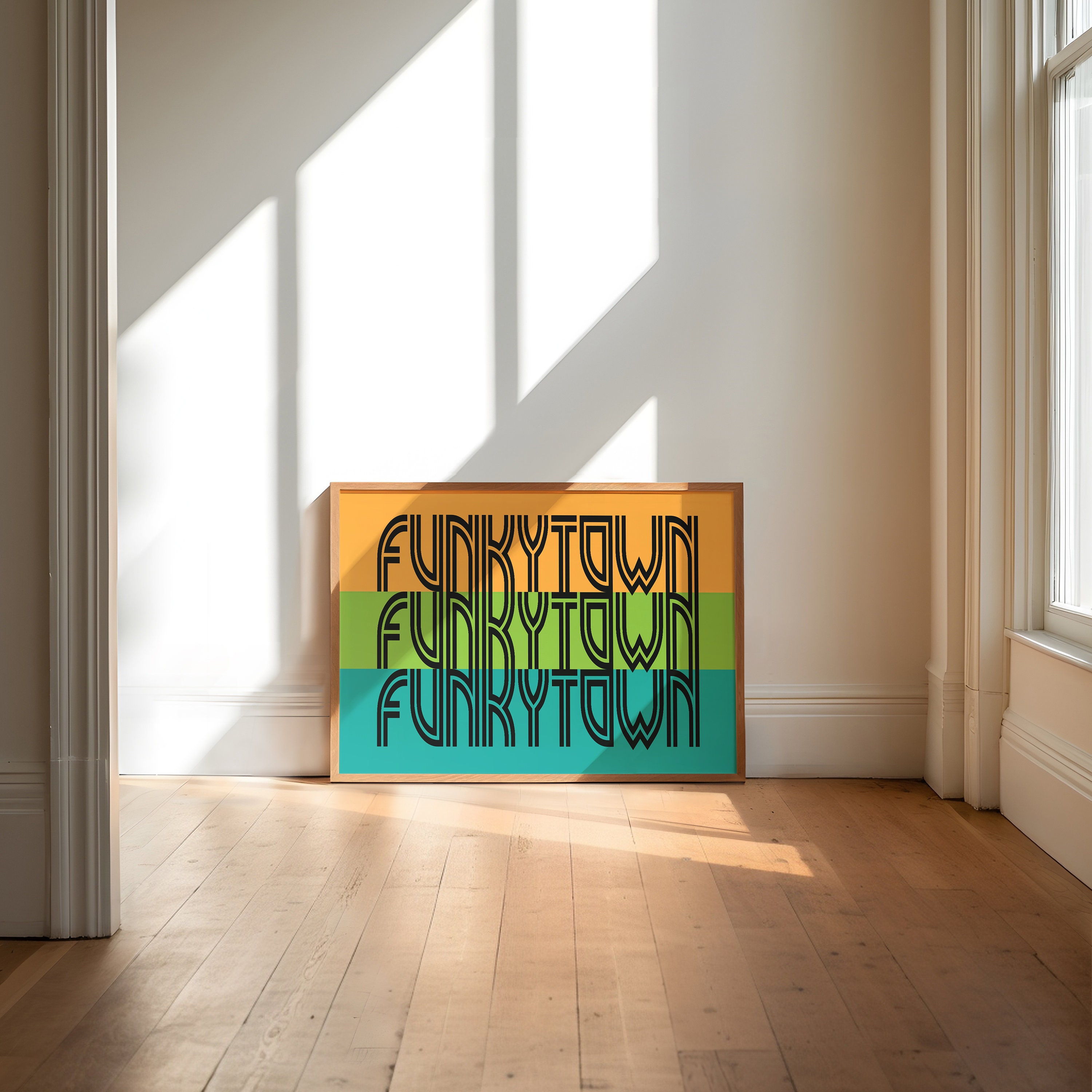 Funky Town | Wall Art | A5-A1 | Music | Retro | Art Print | Psychedelic | Typography | Colourful | Poster | 70's | Home Decor | Type