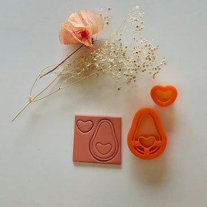 Avocado w/ Heart Valentine  - Polymer Clay Cutter / Jewellery Tools / Earring Making / Polymer Clay Tools / Europe / Earring Cutter / Clay