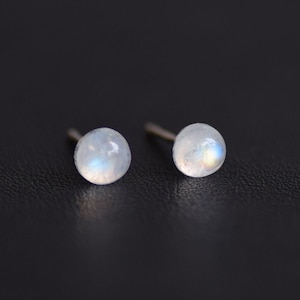 Tiny Rainbow Moonstone Stud Earrings in Sterling Silver,Moonstone Jewelry,June Birthstone,Gemstone Earrings,Minimalist Earrings,Gift for Her