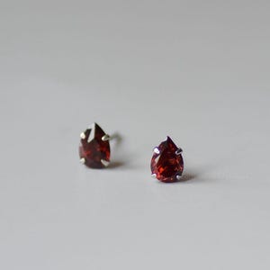 Pear Garnet Sterling Silver Stud Earrings: January Birthstone