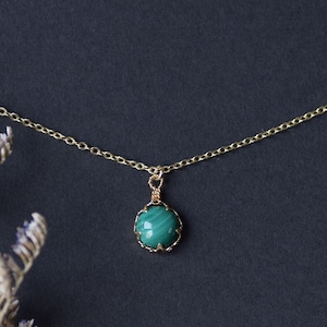 Malachite necklace,Malachite Pendant,Delicate Green Necklace,Handmade Jewelry,Dainty Gold Necklace,Minimalist Necklace,Birthday Gift for Her
