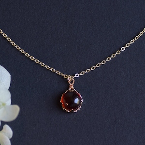 Natural Garnet Necklace,January Birthstone,Garnet Jewelry,Gemstone Necklace,Dainty Gold Necklace for Women,Bridesmaid Gifts,Gift for Her