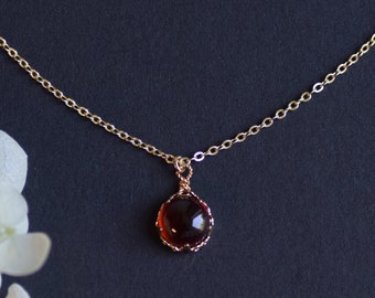 Natural Garnet Necklace,January Birthstone,Garnet Jewelry,Gemstone Necklace,Dainty Gold Necklace for Women,Bridesmaid Gifts,Gift for Her