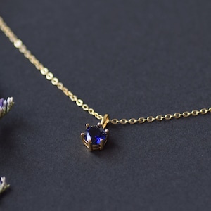 Blue Sapphire Necklace,September Birthstone Necklace,Blue Gemstone Necklace,Minimalist Necklace,Bridal Necklace,Lab Sapphire,Gift for Her