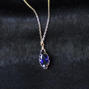 Marquise Blue Sapphire Necklace,September Birthstone Necklace,Gemstone Necklace,Handmade Jewelry,Bridal Necklace,Lab Sapphire,Gift for Her