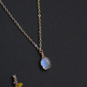 Natural Moonstone Necklace,Gemstone Necklace,June Birthstone Gift,Dainty Gold Necklace for Women,Healing Crystal Necklace,Gift for Her