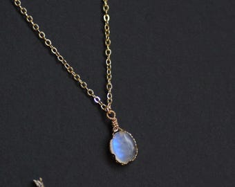 Natural Moonstone Necklace,Gemstone Necklace,June Birthstone Gift,Dainty Gold Necklace for Women,Healing Crystal Necklace,Gift for Her