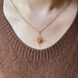 Sunstone Starburst Anhänger Halskette, Gold Silber Celestial Schmuck Bild 7