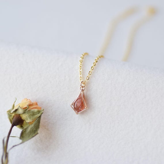 Sunstone Necklace,Tiny Sunstone Pendant,Mothers Day Gift,Dainty Silver Gold Necklace,Handmade Gemstone Jewelry,Healing Crystal,Gift for Her