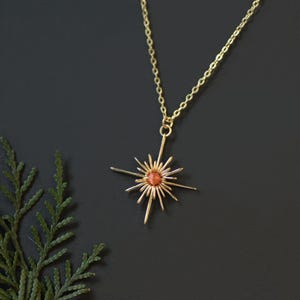 Sunstone Starburst Anhänger Halskette, Gold Silber Celestial Schmuck Bild 3