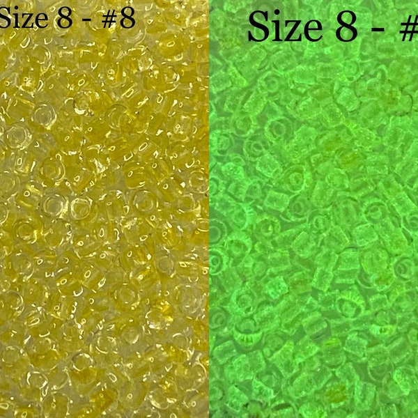 8/0 ~ 721 ~ #8 ~ Transparent Yellow Glow In Dark Beads TOHO Seed Beads size 8/0 ~ 3mm round with 1.1mm hole