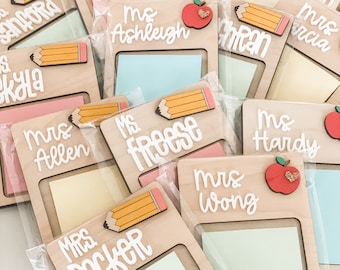 Personalized appreciation gift, custom teacher notepad, sticky note holder, teacher thank you gift, Apple Pencil accent